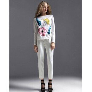 ESCADA VIRGIN WOOL EMBROIDERED SWEATER SIZE S/M NEW